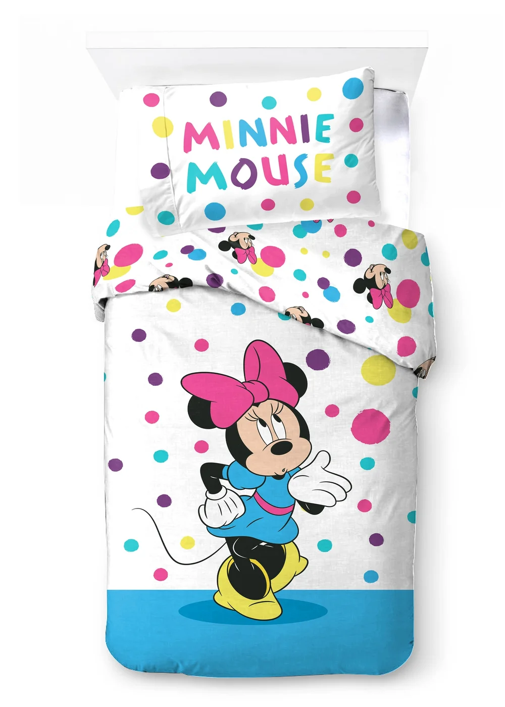 Disney Multi Colour Minnie Mouse Bubbles Polycotton Duvet Set - Single Image 5