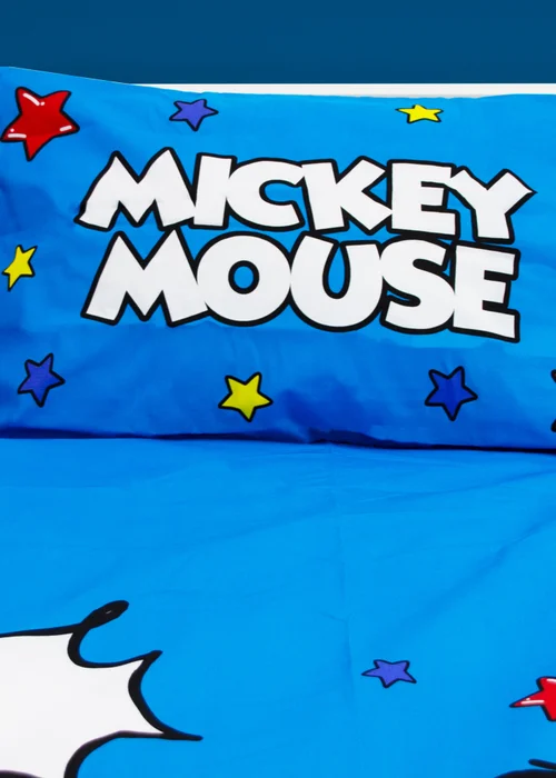 Disney Blue Mickey Mouse Checkerboard Polycotton Duvet Set - Single Image 3