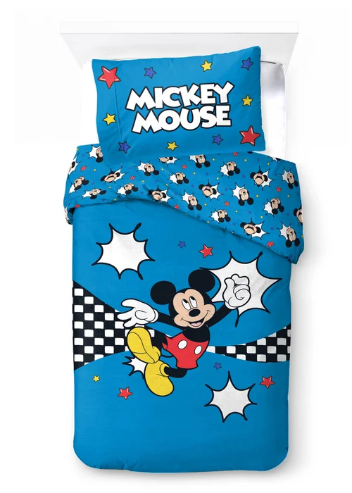 Disney Blue Mickey Mouse Checkerboard Polycotton Duvet Set - Single Image 5