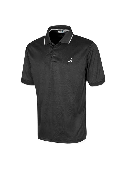 Under Par Black Waffle Knit Polo Shirt - S Image 1