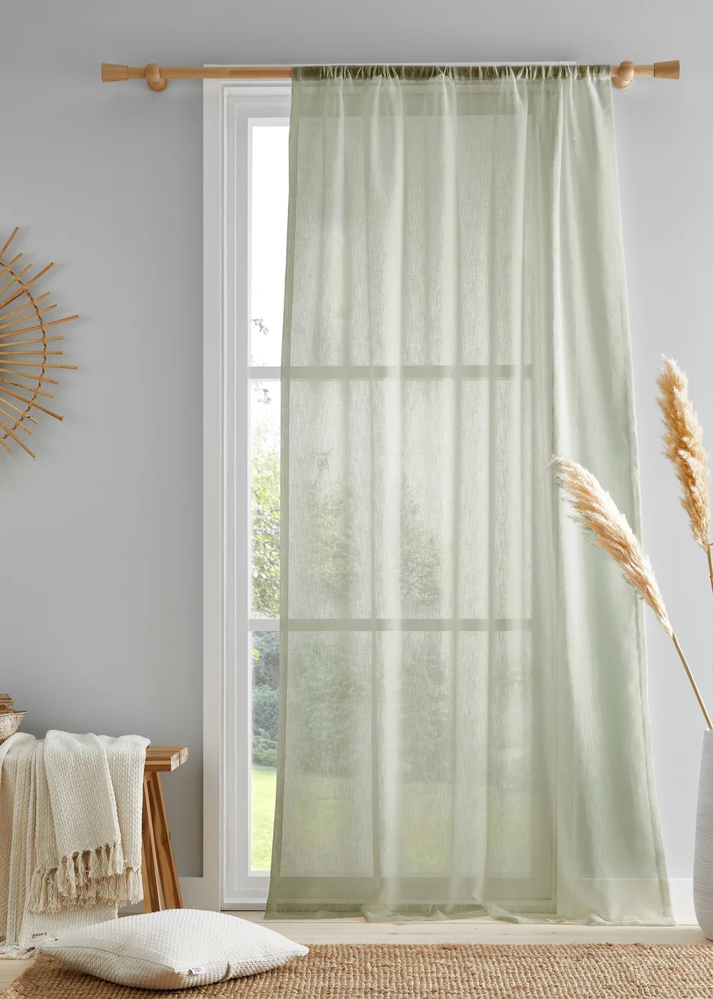 Drift Home Kayla Green Voile Panel - 55W X 54D (140x137cm) Image 1