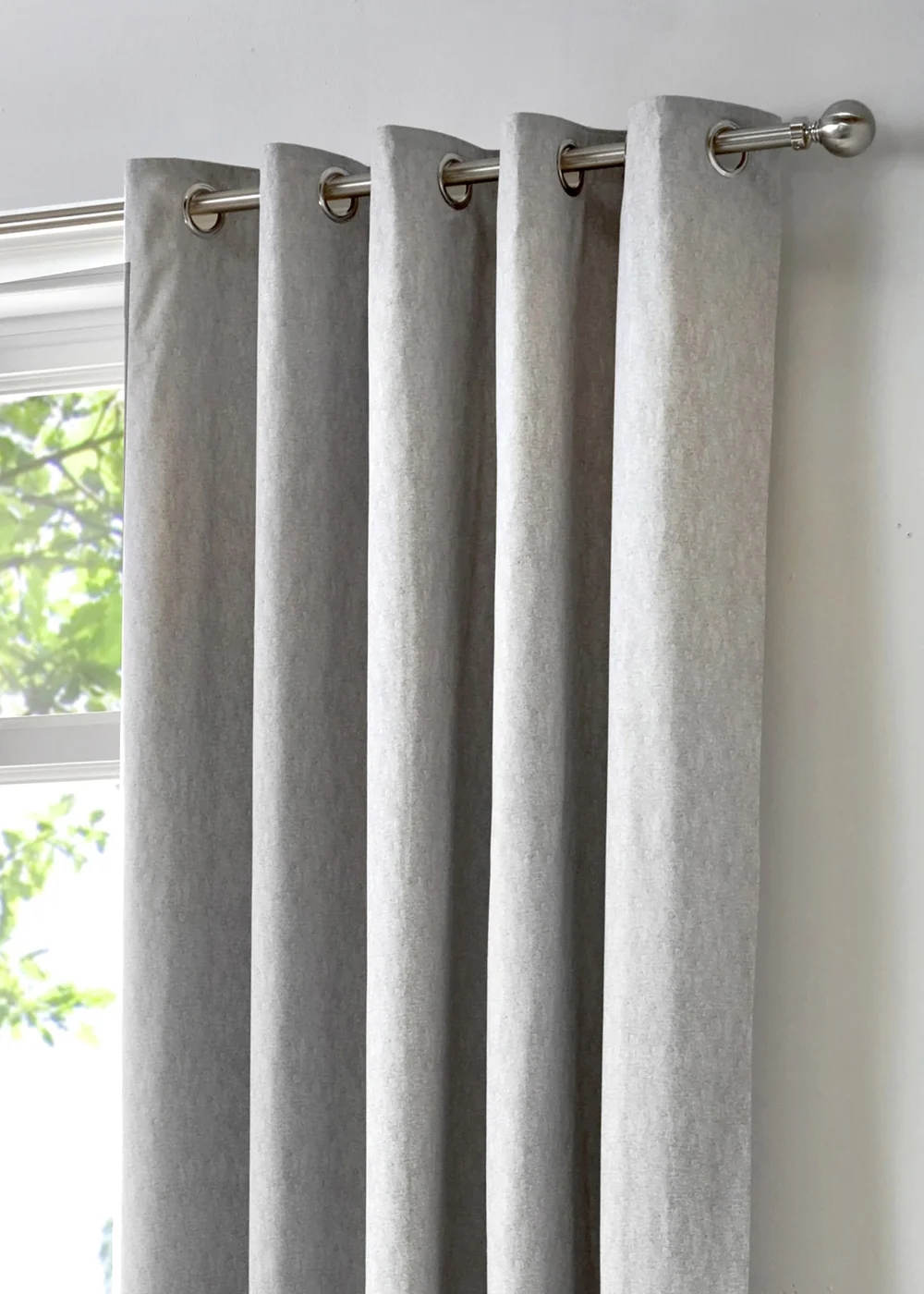 Fusion Cannes Woven Silver Eyelet Curtains - 46W X 54D (116x137cm) Image 2