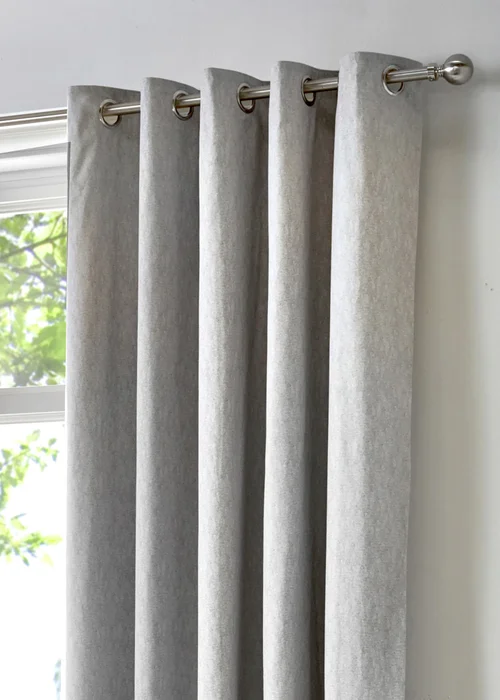 Fusion Cannes Woven Silver Eyelet Curtains - 46W X 54D (116x137cm) Image 2