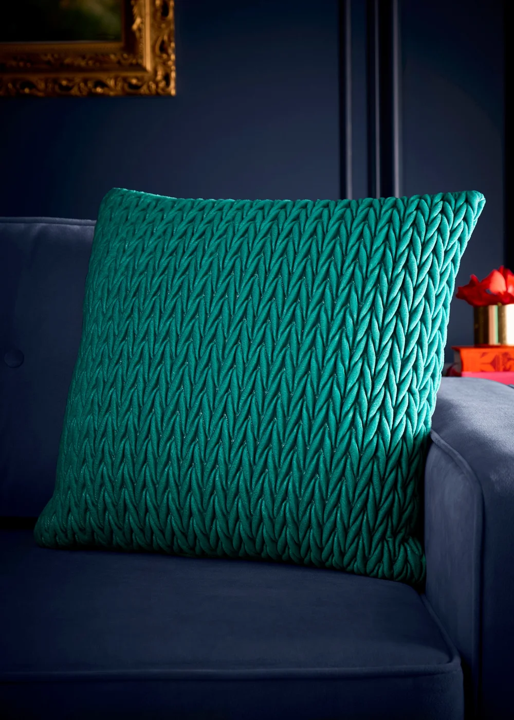 Laurence Llewelyn-Bowen Amory Velvet Green Filled Cushion - 43W X 43D Image 1