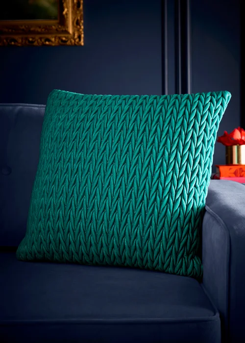 Laurence Llewelyn-Bowen Amory Velvet Green Filled Cushion - 43W X 43D Image 1