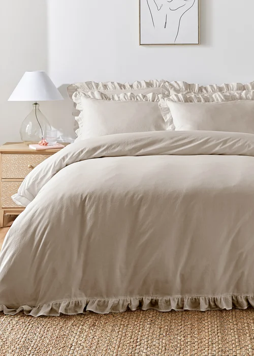 Appletree Loft Cassia Frill Natural Duvet Cover Set - Single Image 1