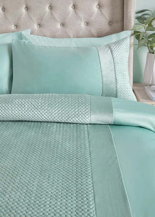 Soiree Iras Velvet Duck Egg Duvet Cover Set - King Image 2