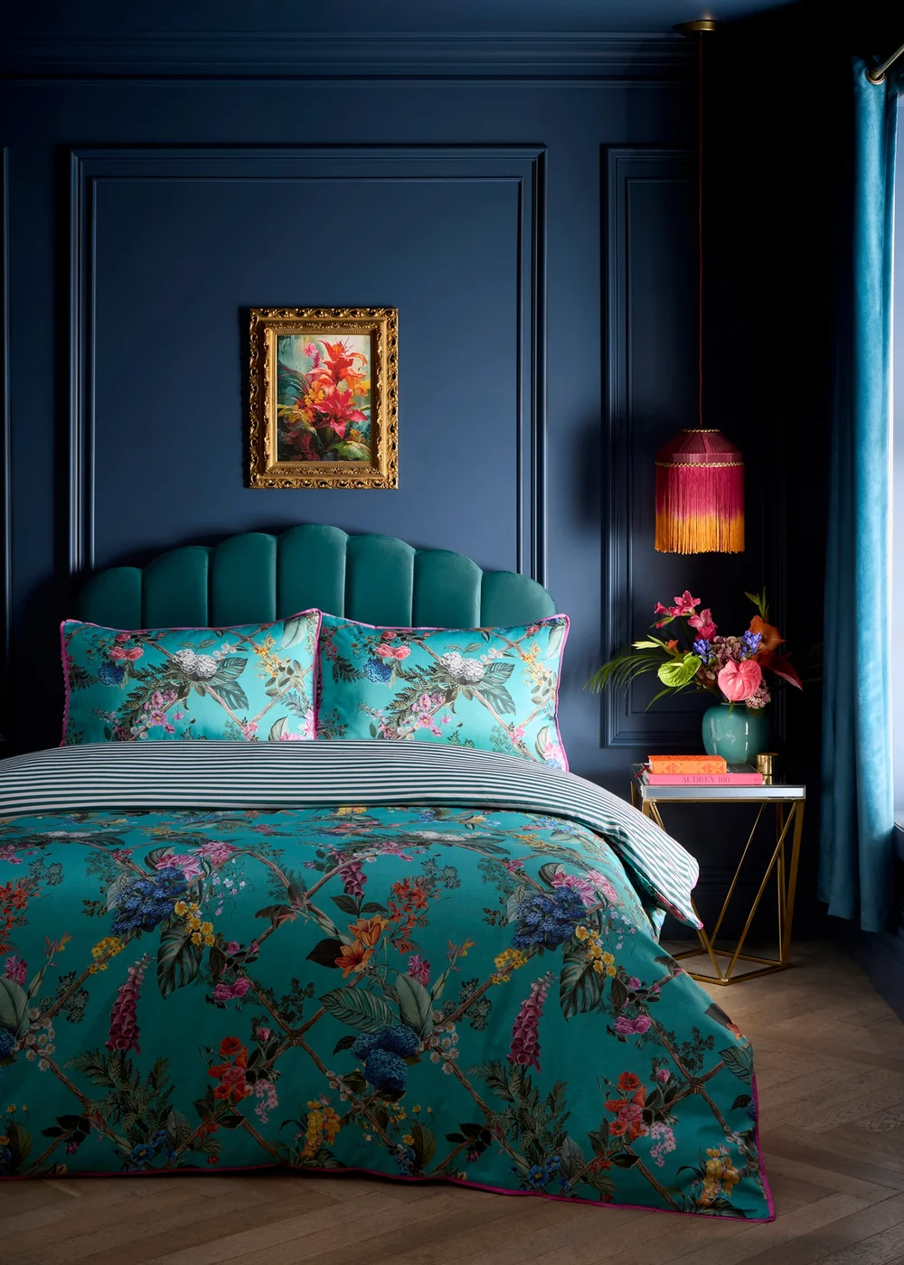 Laurence Llewelyn-Bowen Cotswold Fantasia Blue Duvet Cover Set - Double Image 1