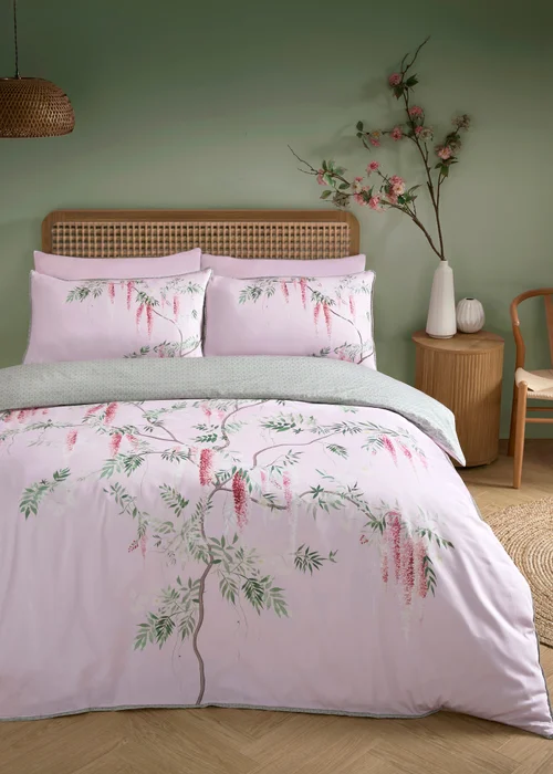 Soiree Enya Digitally Printed Pink Duvet Cover Set - King Image 1