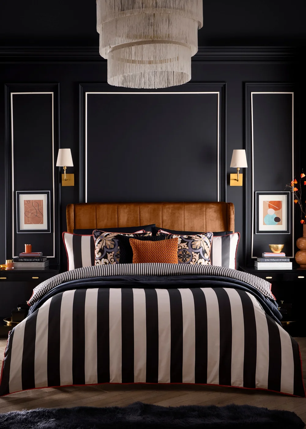 Laurence Llewelyn-Bowen Festivo Circus Stripe Black Duvet Cover Set - Double Image 4