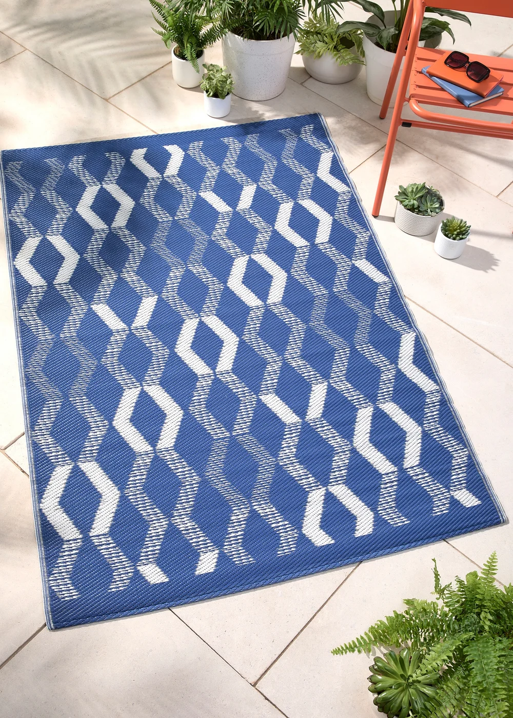 Fusion Rico Outdoor UV Resistant Blue Outdoor Rug - 120 x 170 Image 1