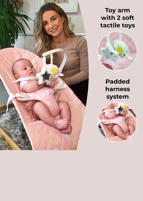 My Babiie Pink Plaid Baby Bouncer - One Size Image 4