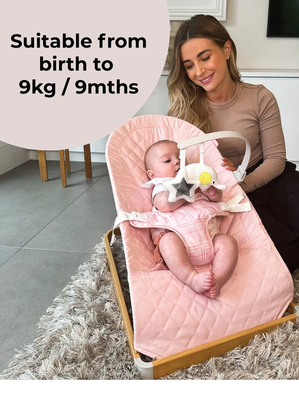 My Babiie Pink Plaid Baby Bouncer - One Size Image 2