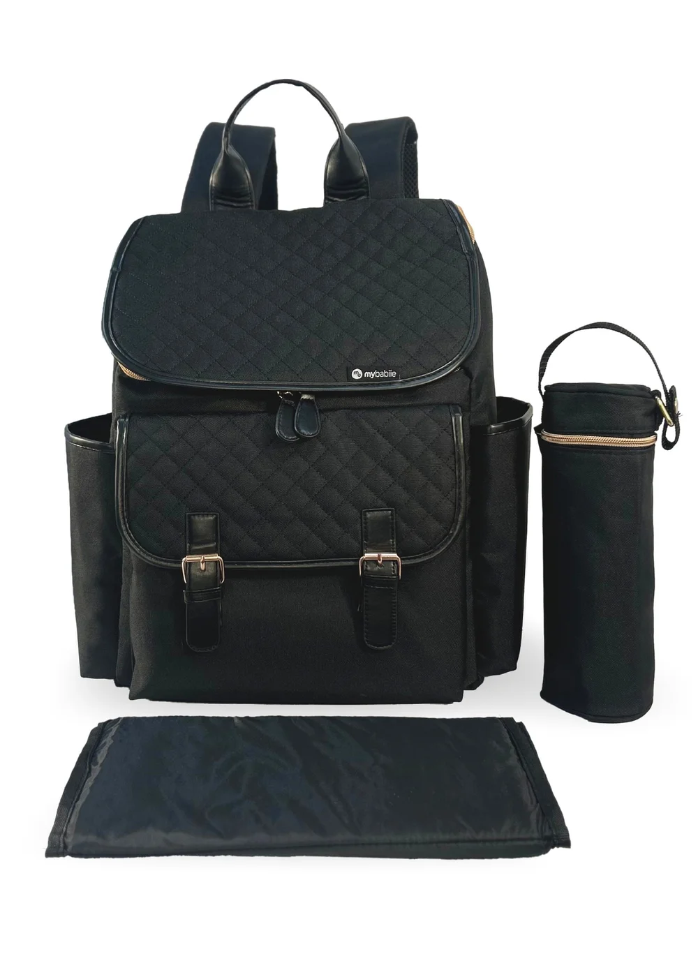 My Babiie Black Quilted Backpack Changing Bag - One Size Image 1