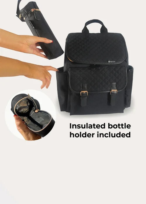 My Babiie Black Quilted Backpack Changing Bag - One Size Image 4