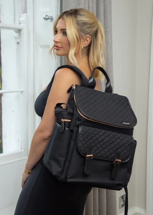 My Babiie Black Quilted Backpack Changing Bag - One Size Image 5