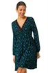 Roman Blue Geo Print Button Detail Stretch Dress - 22 Image 1