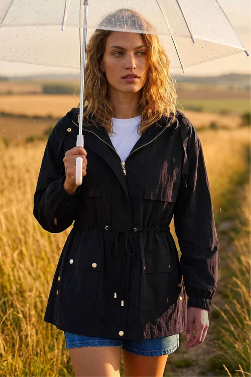 Roman Black Shower Resistant Rain Jacket - 16 Image 2