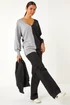 Roman Grey V-Neck Colour Block Knit Jumper - Size 14 Image 2