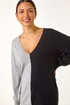 Roman Grey V-Neck Colour Block Knit Jumper - Size 14 Image 4