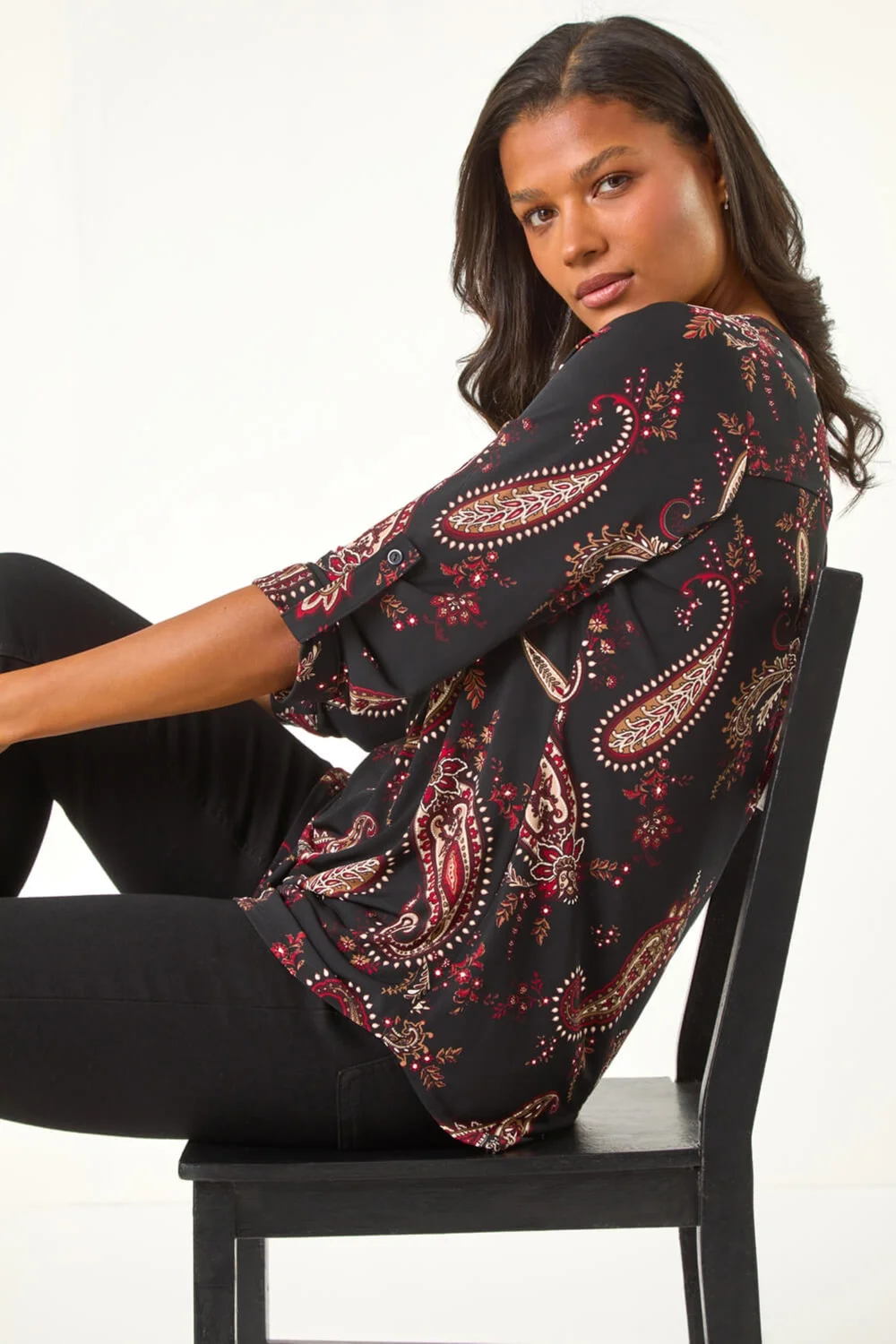 Roman Red Textured Paisley Print Shirt - 10 Image 2