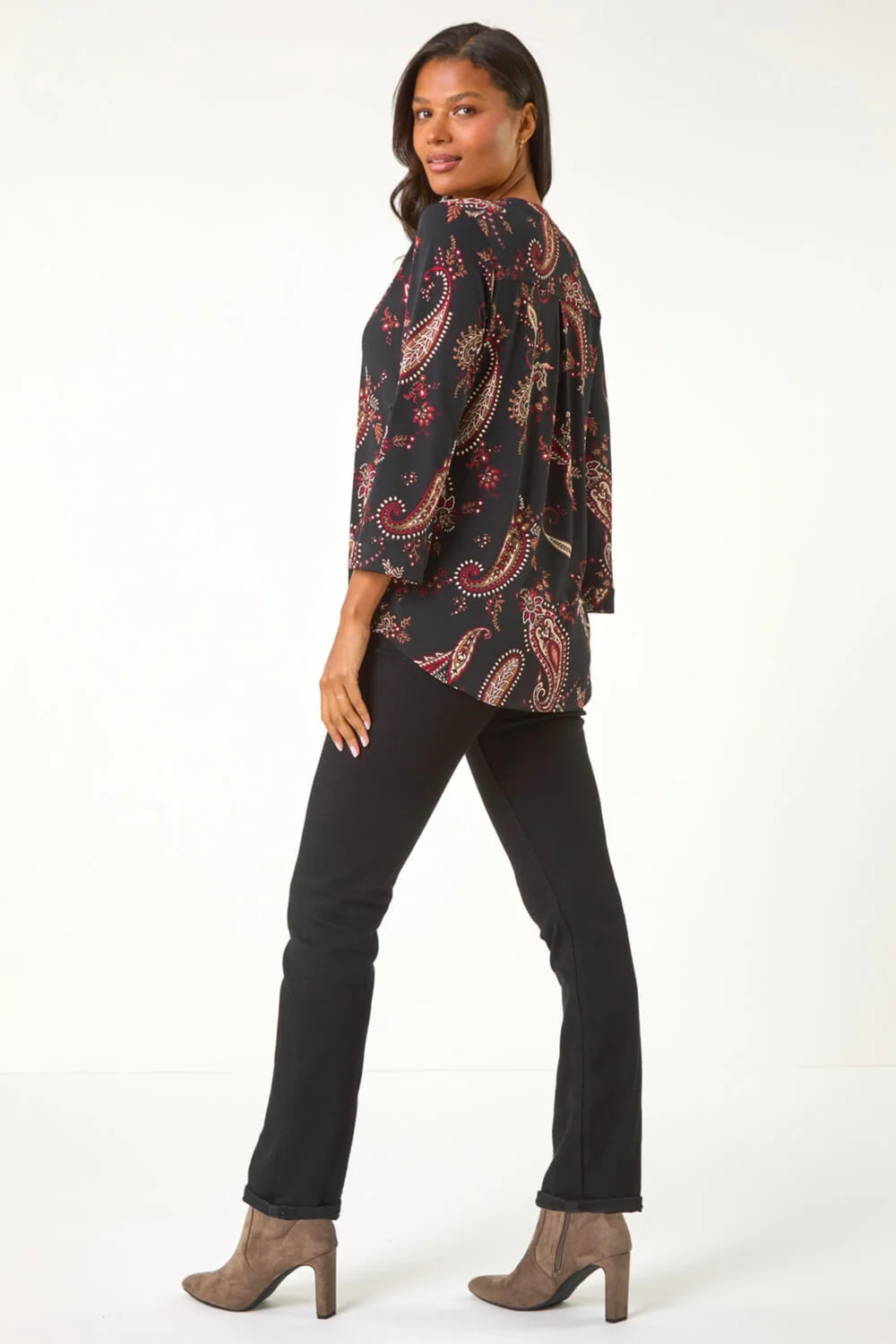 Roman Red Textured Paisley Print Shirt - 10 Image 4