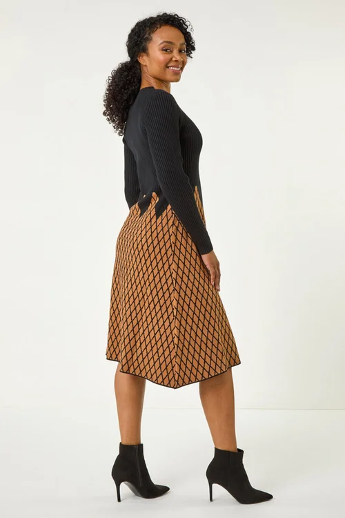 Roman Rust Petite Contrast Knit Dress - 8 Image 3