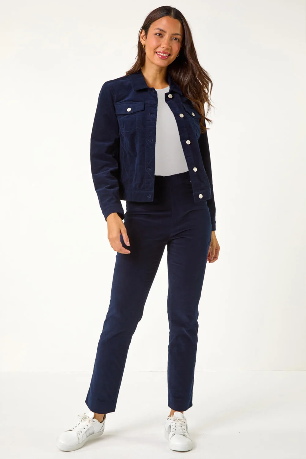 Roman Midnight Blue Corduroy Pocket Detail Stretch Jacket - 10 Image 2