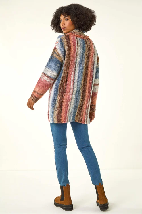 Roman Multi Boucle Stripe Cowl Neck Jumper - 10 Image 3