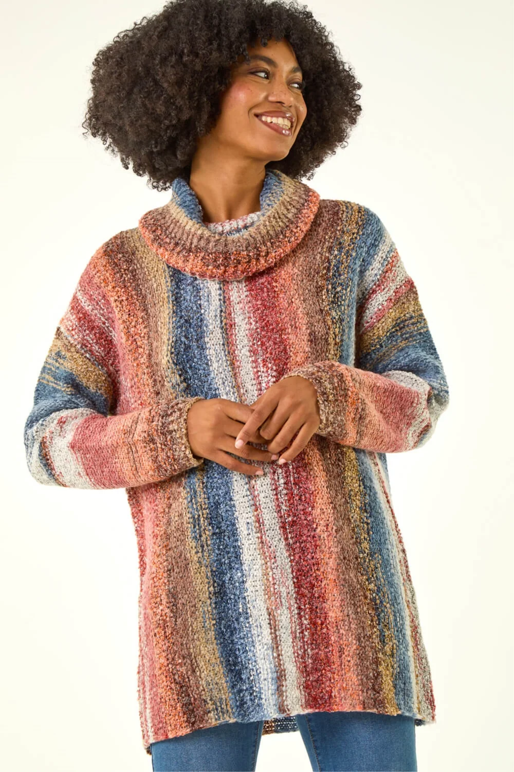Roman Multi Boucle Stripe Cowl Neck Jumper - 10 Image 4