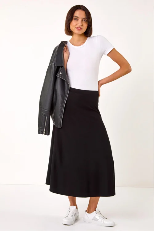 Roman Black A-Line Pull On Stretch Skirt - 14 Image 3