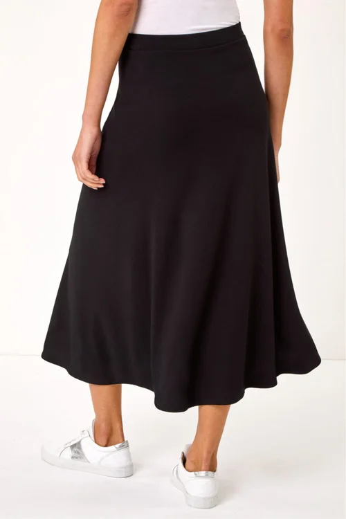 Roman Black A-Line Pull On Stretch Skirt - 14 Image 4