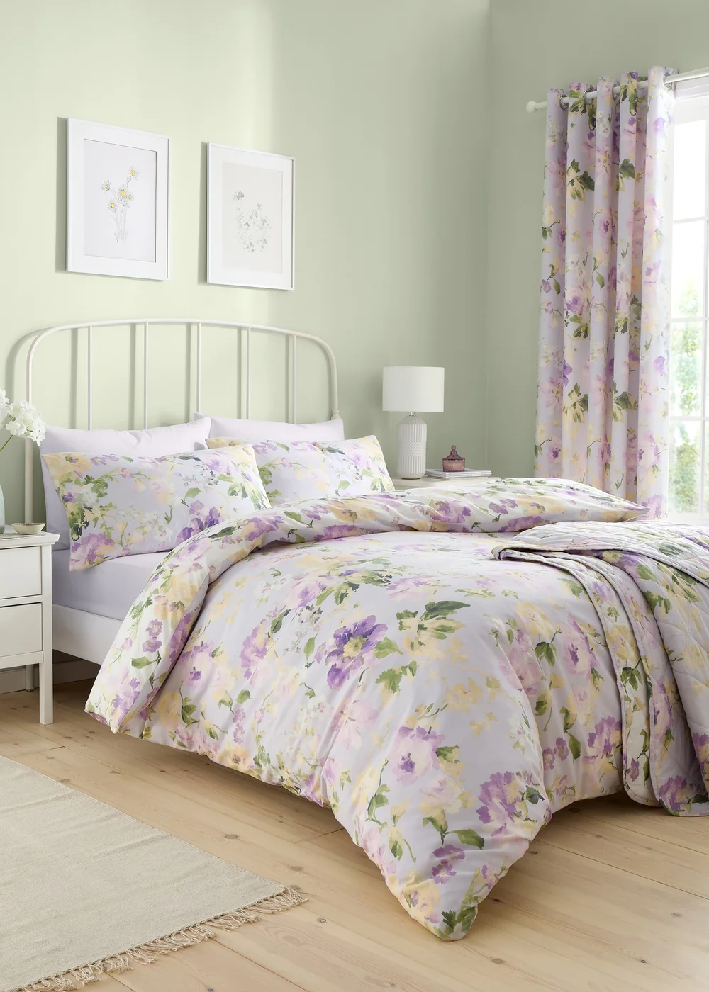 Dreams & Drapes Design Flourette Lilac Bedspread - 200 x 230cm Image 2