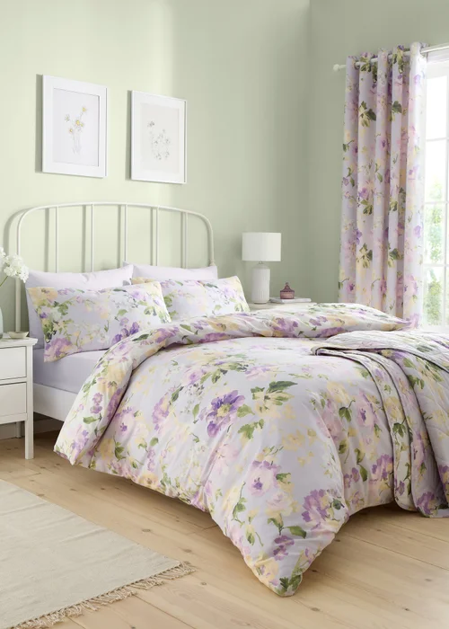 Dreams & Drapes Design Flourette Lilac Bedspread - 200 x 230cm Image 2