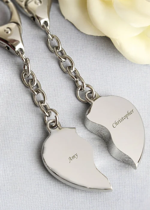 Personalised Memento Company Silver Two Hearts Keyring - One Size Image 2
