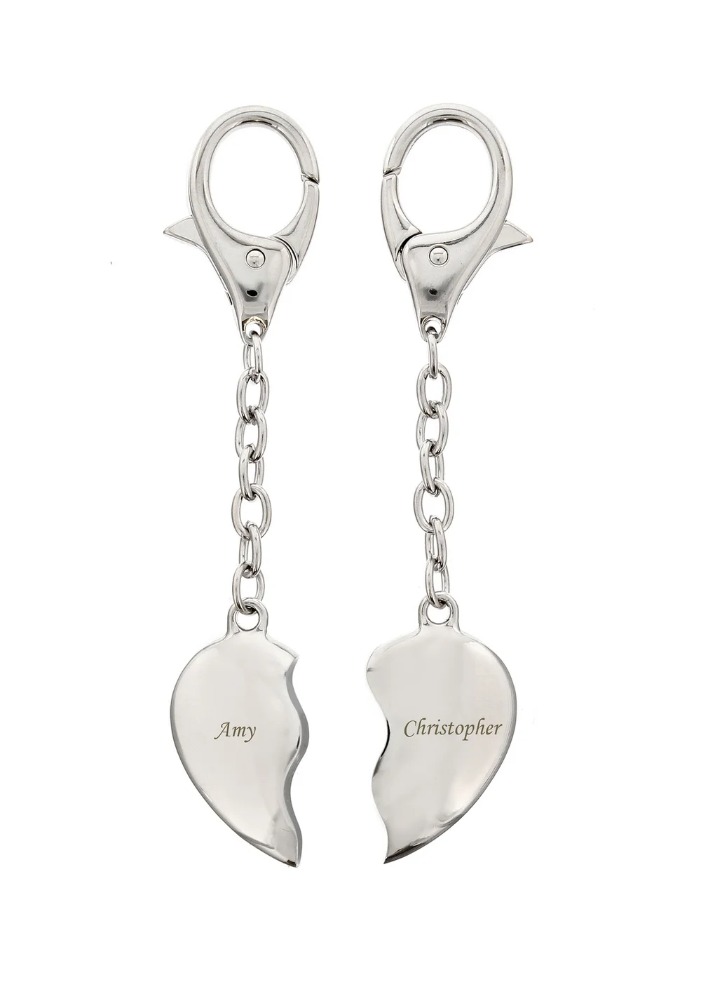 Personalised Memento Company Silver Two Hearts Keyring - One Size Image 1