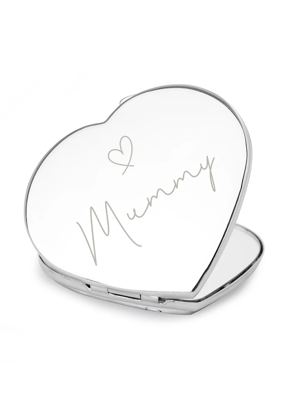 Personalised Memento Company Silver Diamante Heart Compact Mirror - One Size Image 1