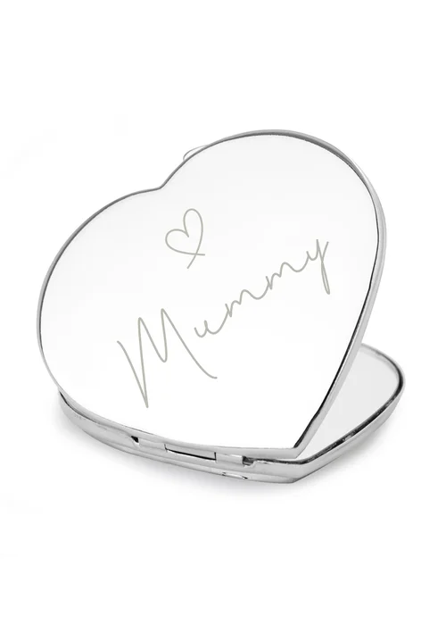 Personalised Memento Company Silver Diamante Heart Compact Mirror - One Size Image 1
