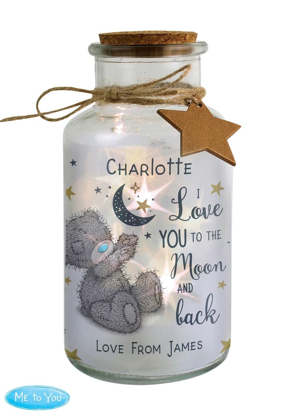 Personalised Memento Company Me To You Moon & Back LED Glass Jar - One Size Image 3