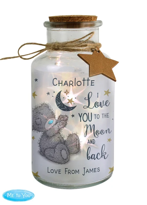 Personalised Memento Company Me To You Moon & Back LED Glass Jar - One Size Image 3