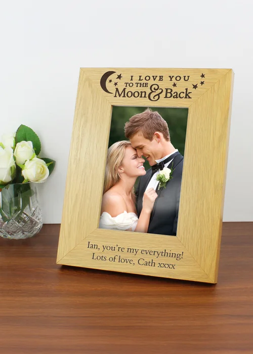 Personalised Memento Company Oak Finish Photo Frame (6x4) - One Size Image 3