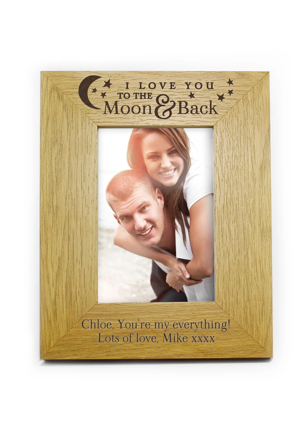 Personalised Memento Company Oak Finish Photo Frame (6x4) - One Size Image 1