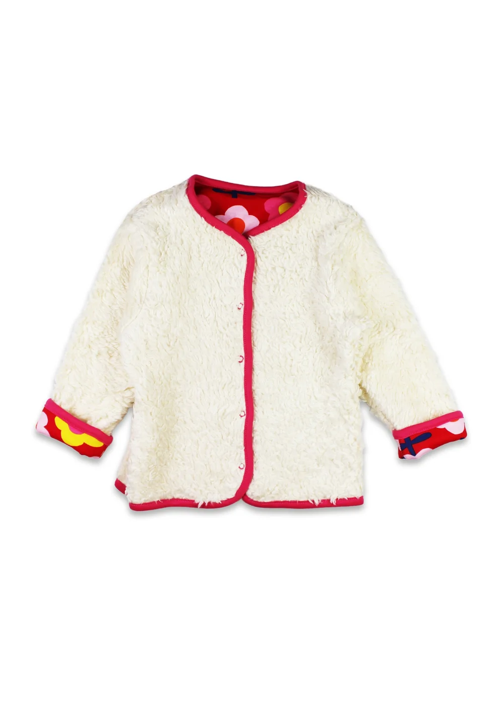 Toby Tiger Organic Pink Flower Print Reversible Jacket (12 months - 8 years) - 2-3 Yrs Image 2