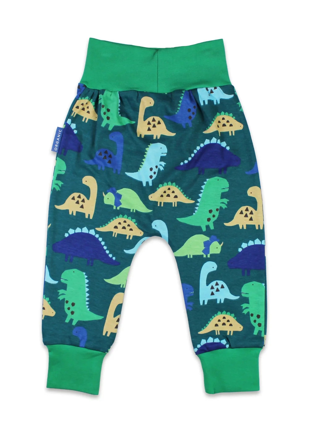 Toby Tiger Organic Green Tonal Dinosaur Print Yoga Pants (Newborn - 3 years) - 2-3 Yrs Image 2