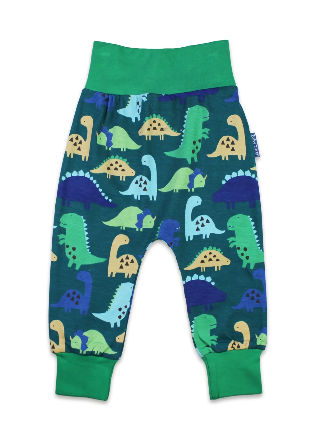 Toby Tiger Organic Green Tonal Dinosaur Print Yoga Pants (Newborn - 3 years) - 2-3 Yrs Image 1