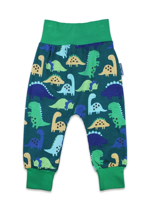Toby Tiger Organic Green Tonal Dinosaur Print Yoga Pants (Newborn - 3 years) - 2-3 Yrs Image 1