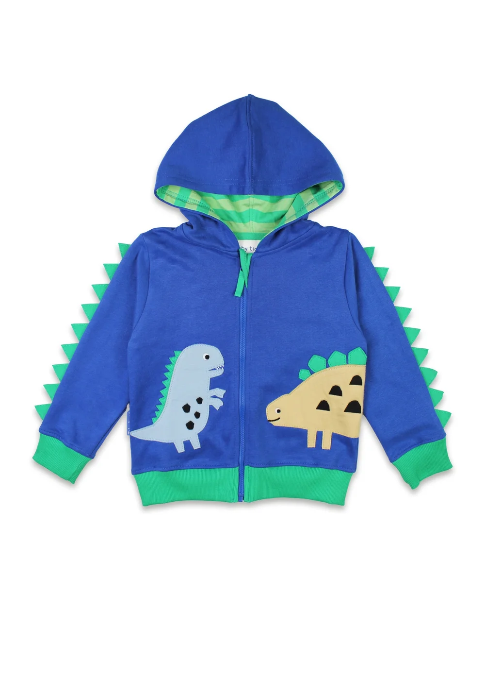 Toby Tiger Organic Blue Tonal Dinosaur Applique Hoodie (6 months - 6 years) - 2-3 Yrs Image 1