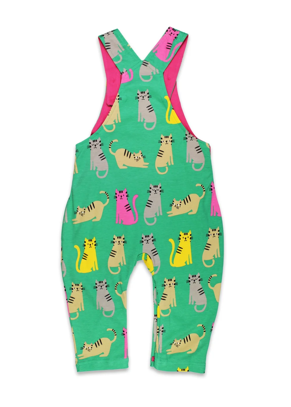 Toby Tiger Organic Green Kitten Print Dungarees (3 months - 4 years) - 2-3 Yrs Image 2
