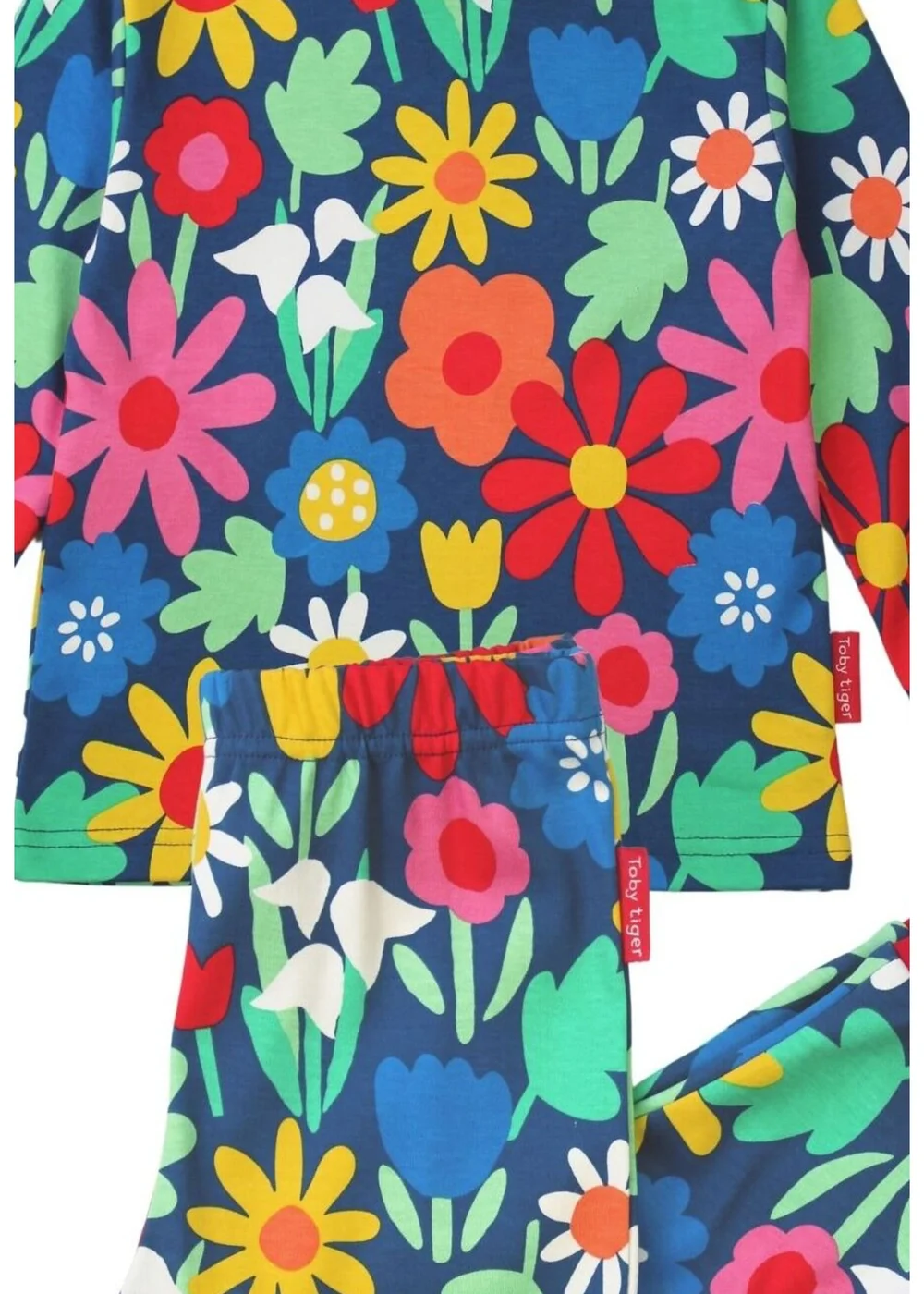 Toby Tiger Organic Multi Colour Bold Floral Print Pyjamas (12 months - 6 years) - Age 12 - 18 Months Image 2