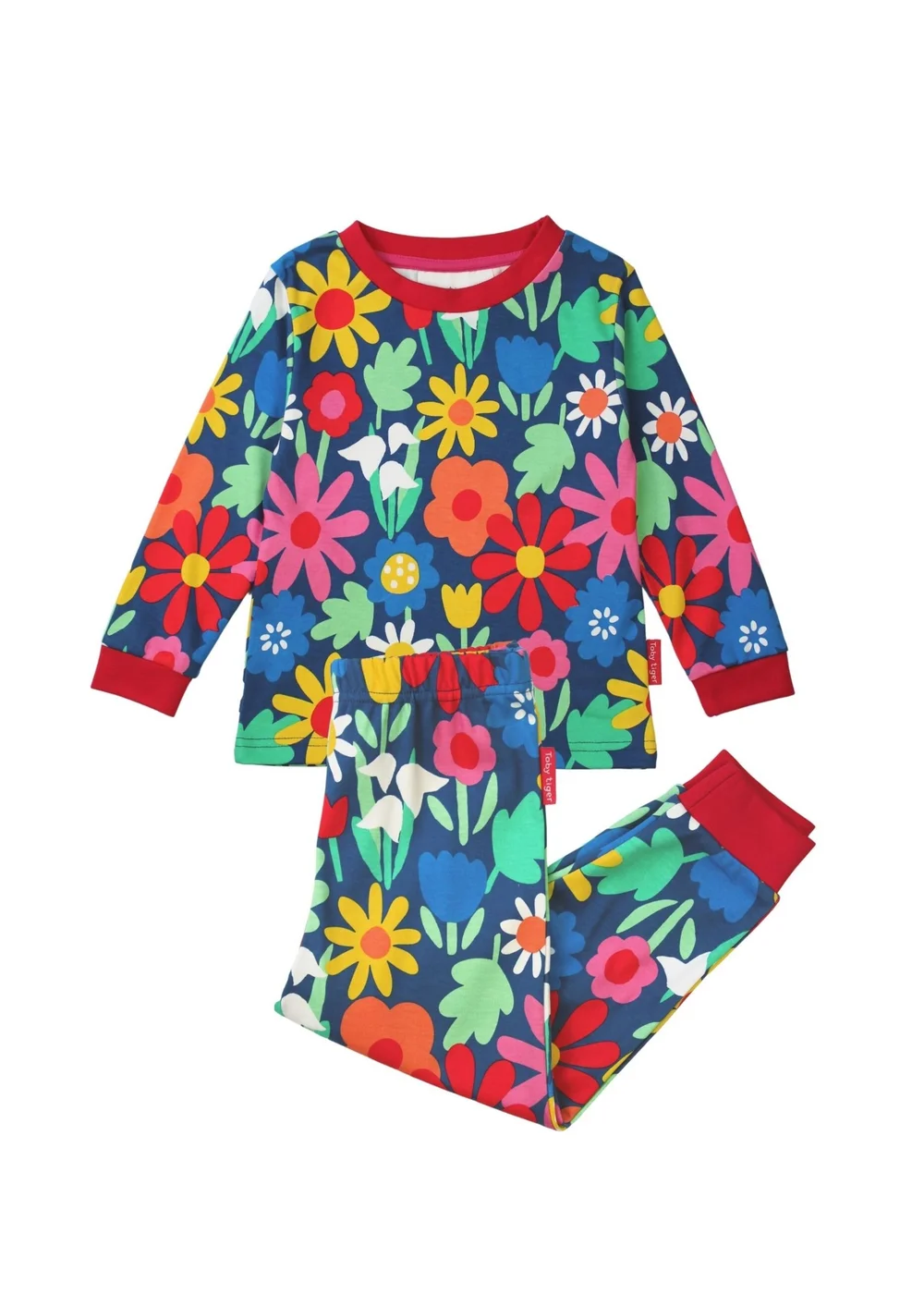 Toby Tiger Organic Multi Colour Bold Floral Print Pyjamas (12 months - 6 years) - Age 12 - 18 Months Image 1